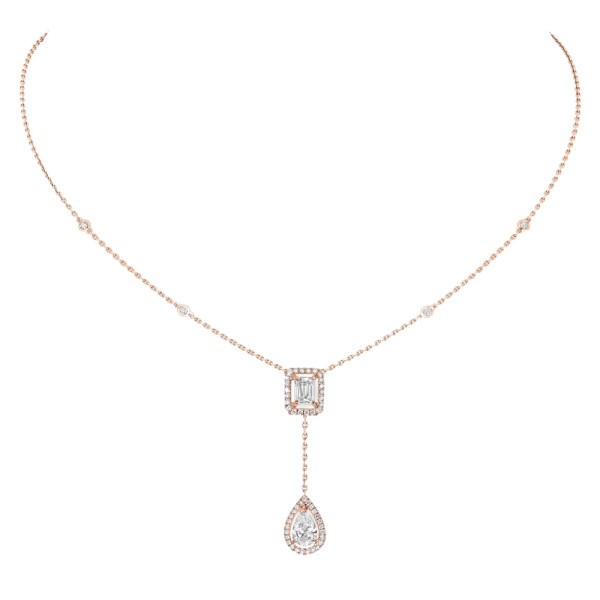 Collier Messika My Twin Cravate en or rose et diamants 0,40 carat