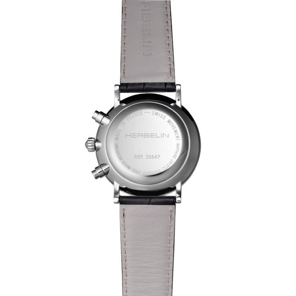 Herbelin Inspiration Chronograph quartz black dial leather strap 40 mm
