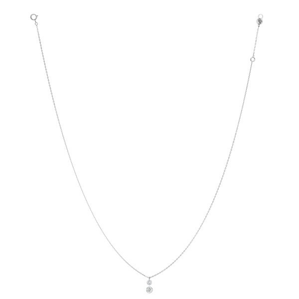Collier La Brune et La Blonde 360° Duo en or blanc 2 diamants taille brillant 0,20 carat
