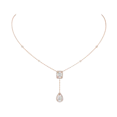 Collier Messika My Twin Cravate en or rose et diamants 0,40 carat