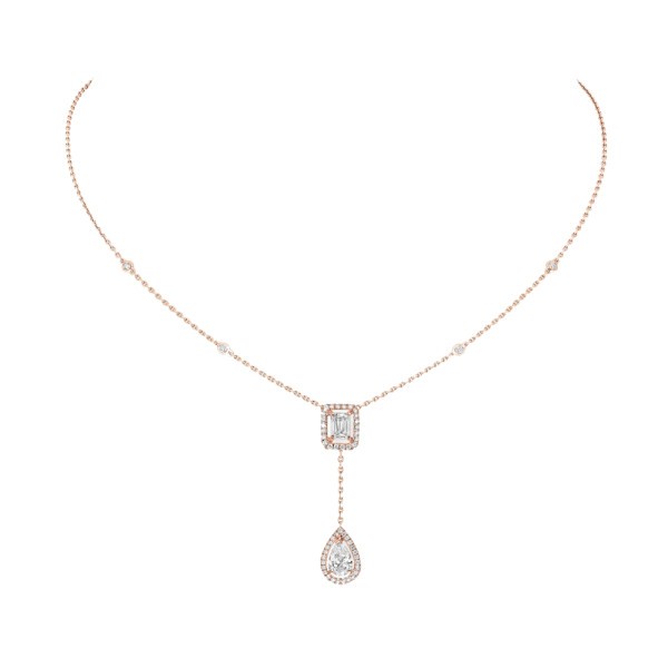 Collier Messika My Twin Cravate en or rose et diamants 0,40 carat