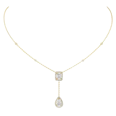 Collier Messika My Twin Cravate en or jaune et diamants 0,40 carat