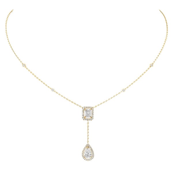 Collier Messika My Twin Cravate en or jaune et diamants 0,40 carat
