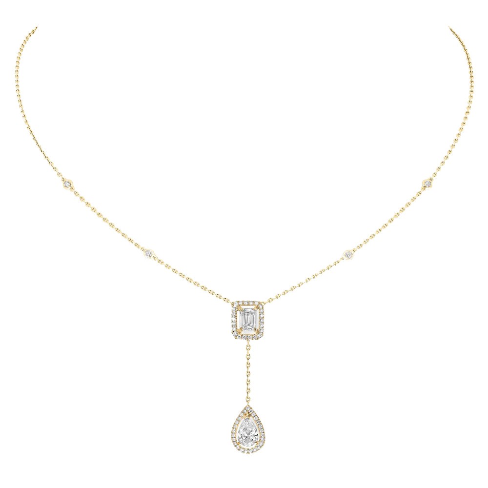 Collier Messika My Twin Cravate en or jaune et diamants 0,40 carat