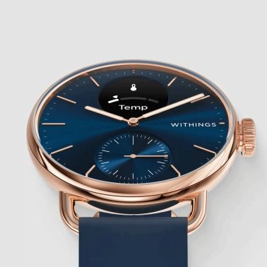 Withings ScanWatch 2 Rose Gold connected watch blue dial blue silicone strap 38 mm WSW 238 ROBLU