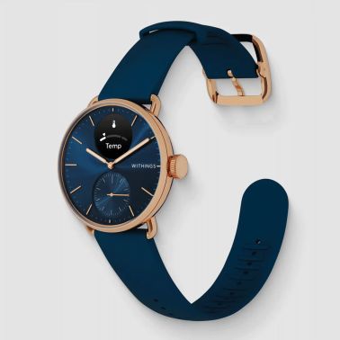Withings ScanWatch 2 Rose Gold connected watch blue dial blue silicone strap 38 mm WSW 238 ROBLU