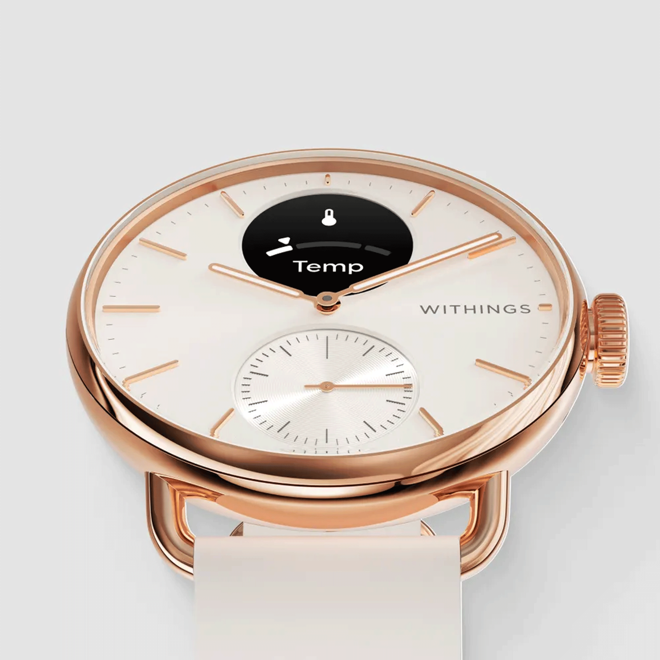 Withings ScanWatch 2 Rose Gold Connected watch white dial white silicone strap 38 mm WSW 238 ROWHI