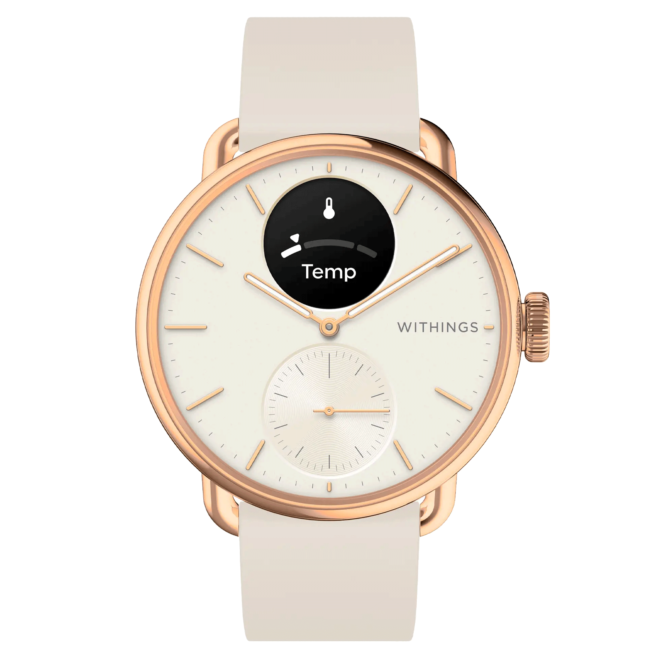 Montre connectée Withings ScanWatch 2 Rose Gold cadran blanc bracelet silicone blanc 38 mm WSW 238 ROWHI