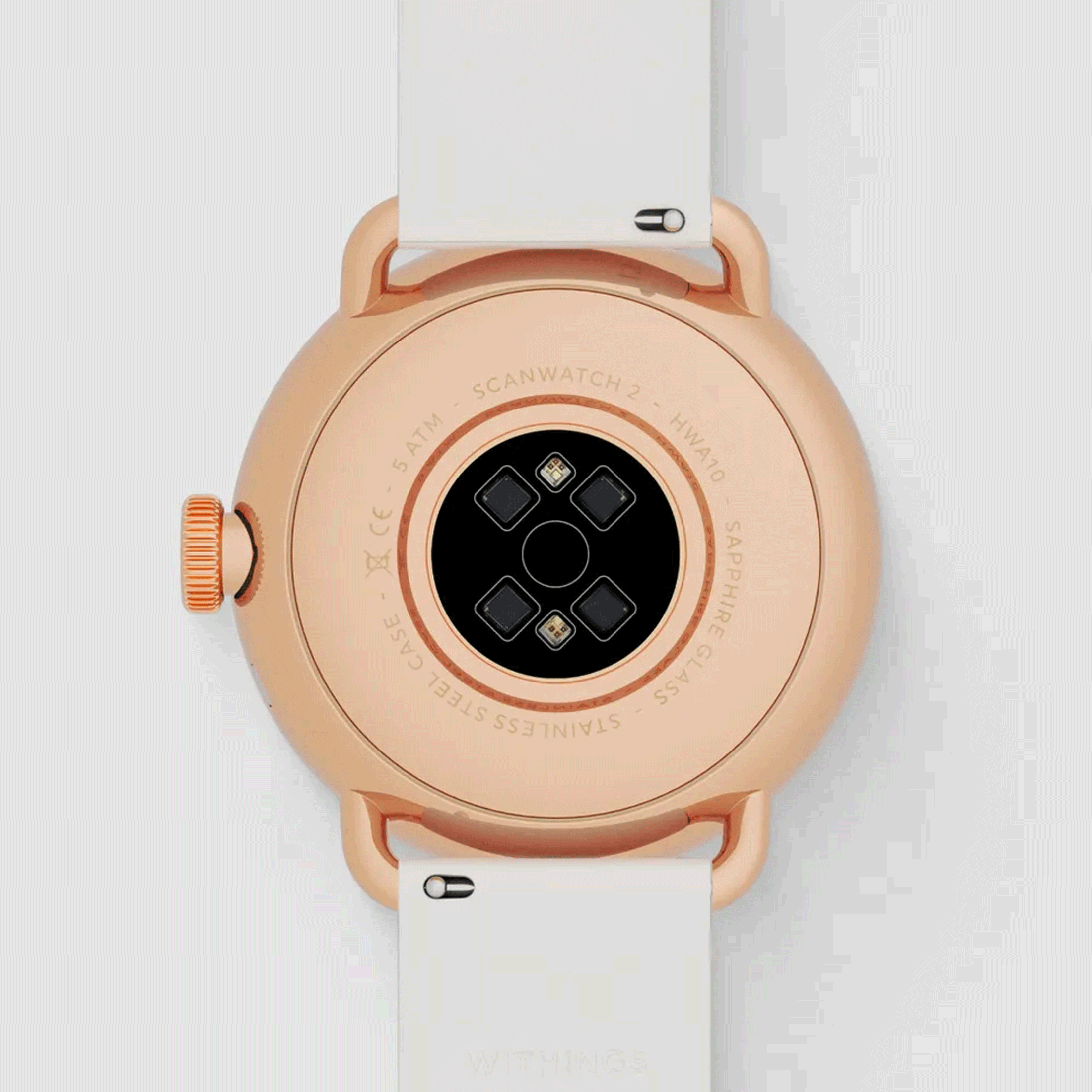Montre connectée Withings ScanWatch 2 Rose Gold cadran blanc bracelet silicone blanc 38 mm WSW 238 ROWHI