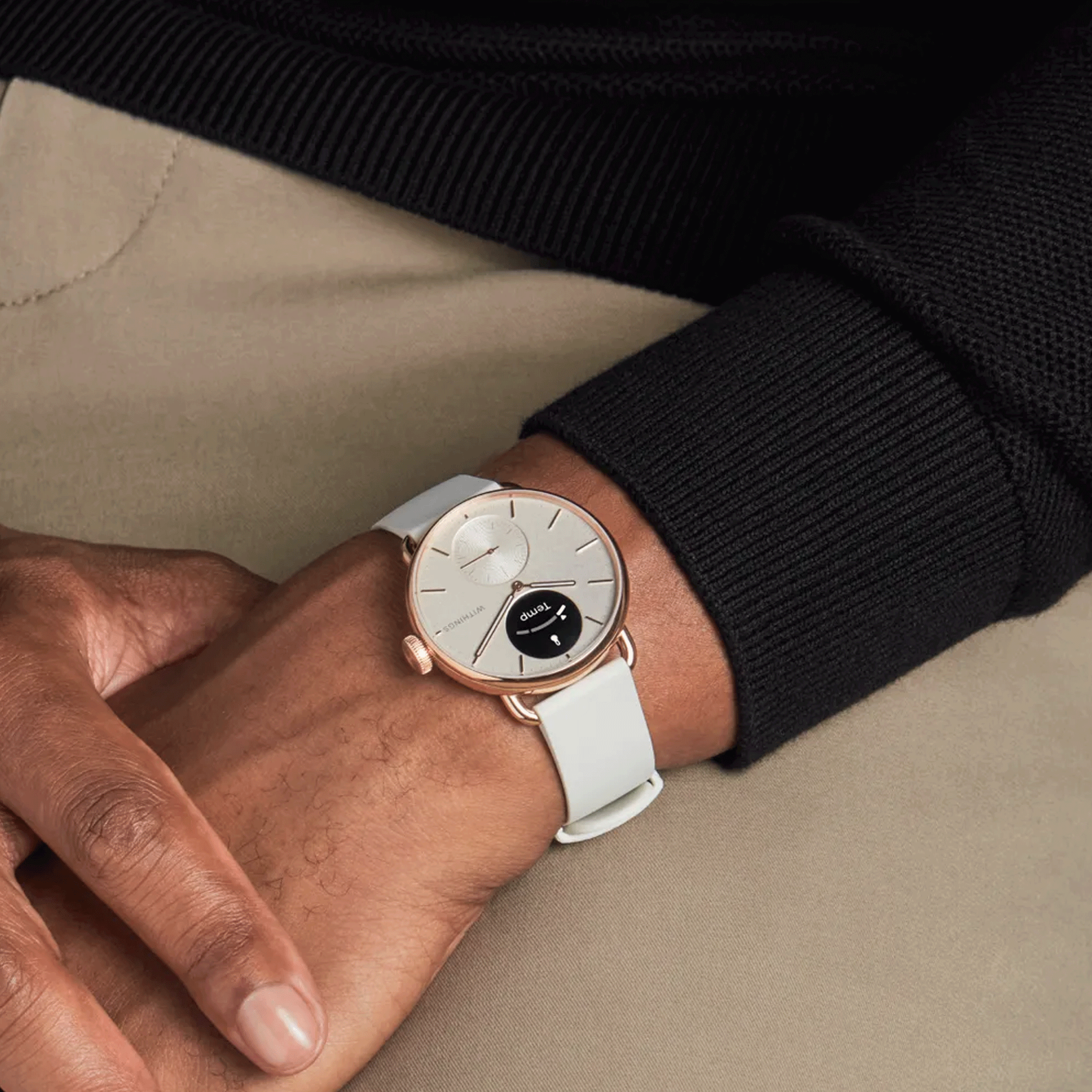 Withings ScanWatch 2 Rose Gold Connected watch white dial white silicone strap 38 mm WSW 238 ROWHI