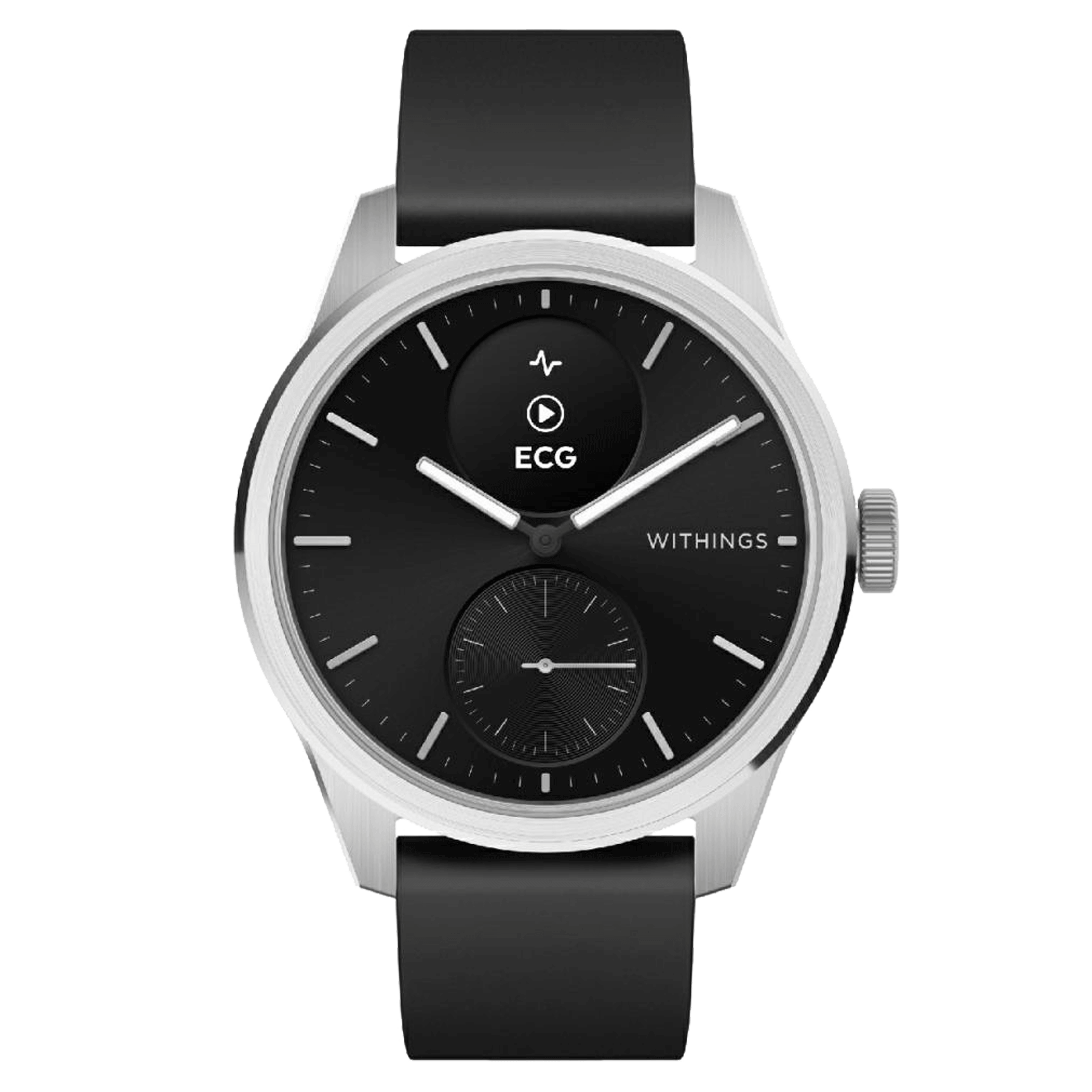 Withings ScanWatch 2 connected watch black dial black silicone strap 42 mm WSW 242 BLACK