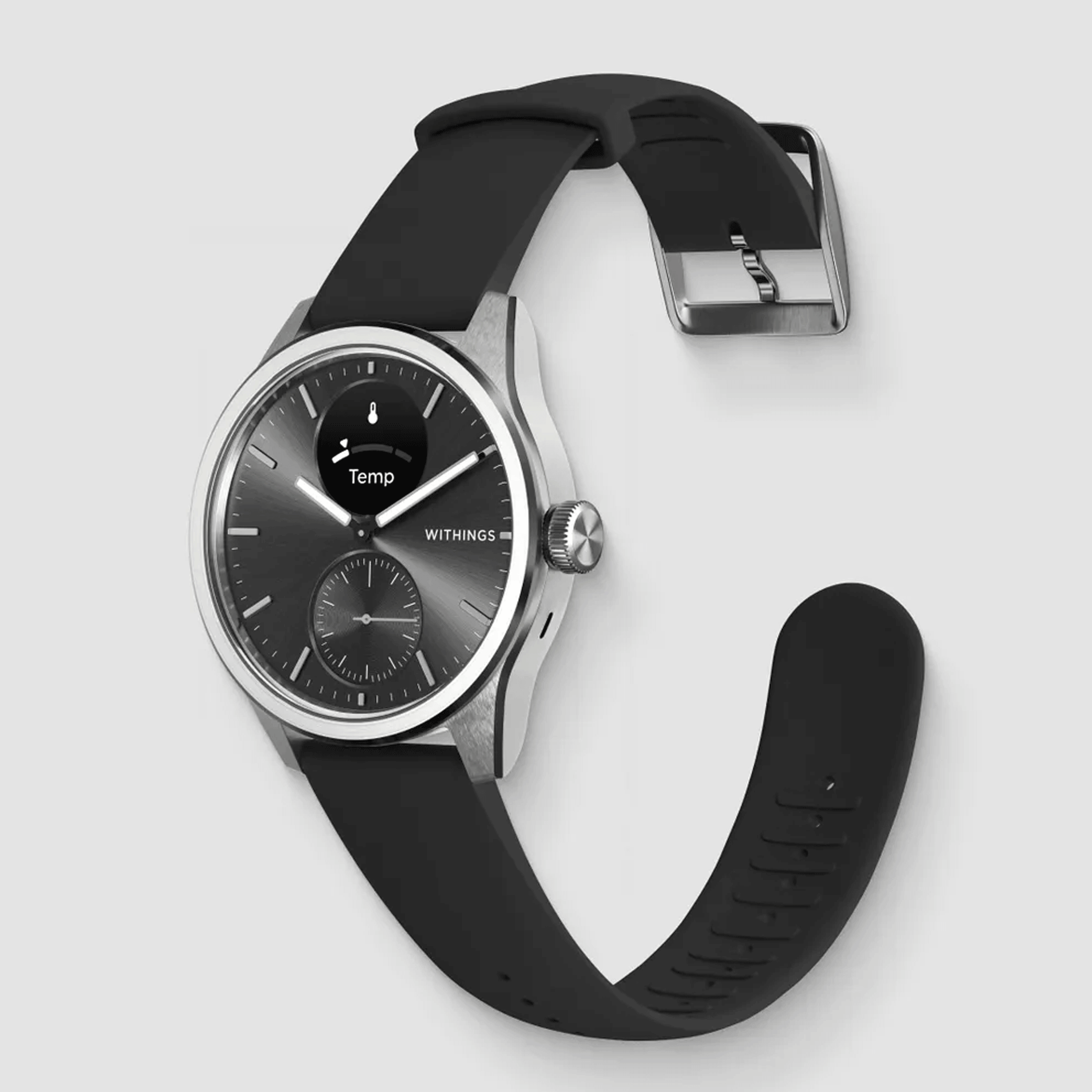 Withings ScanWatch 2 connected watch black dial black silicone strap 42 mm WSW 242 BLACK