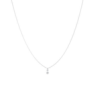 Collier La Brune et La Blonde 360° Duo en or blanc 2 diamants taille brillant 0,35 carat