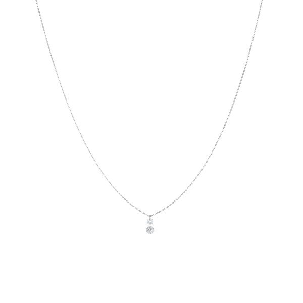 Collier La Brune et La Blonde 360° Duo en or blanc 2 diamants taille brillant 0,35 carat - Soldat_PL