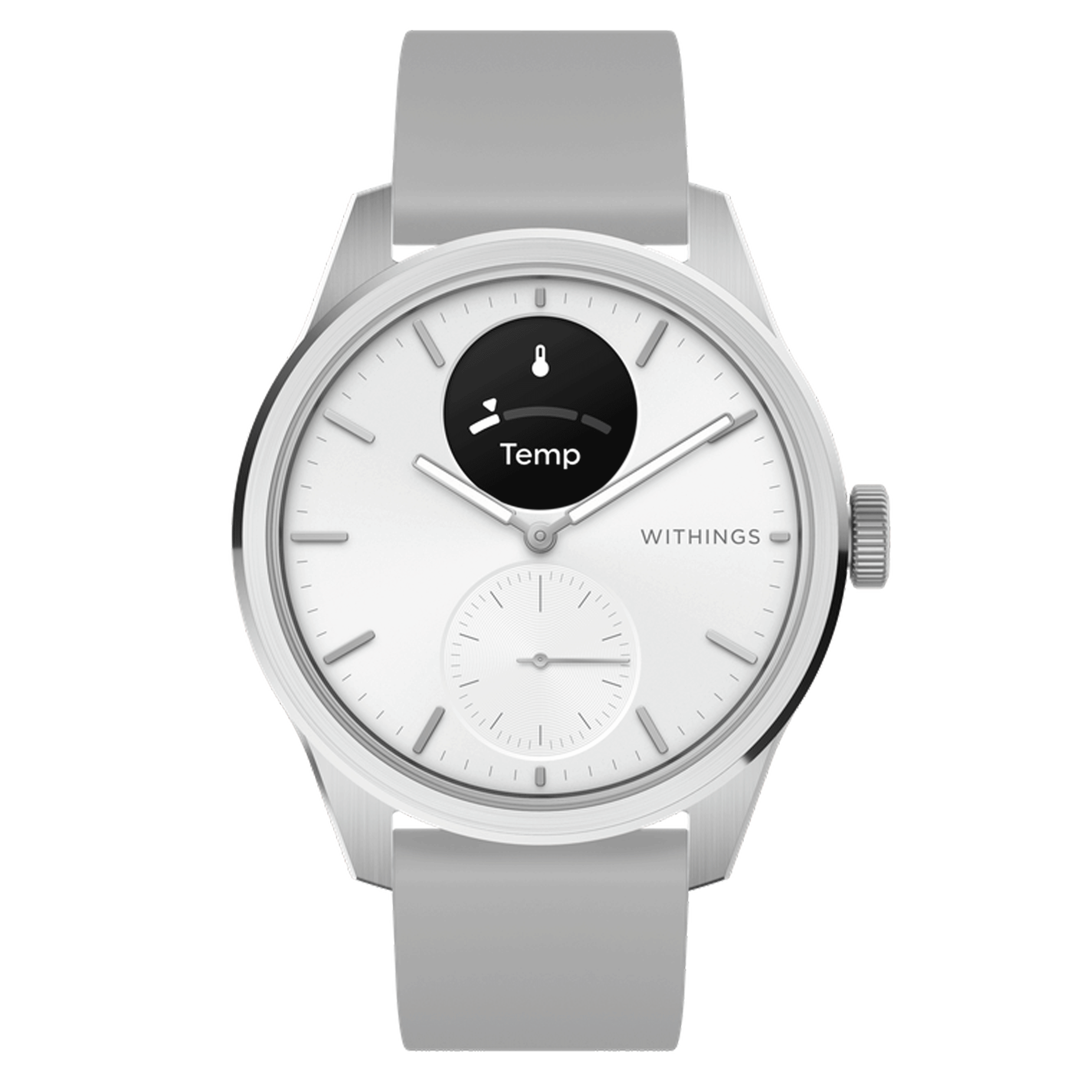 Withings ScanWatch 2 connected watch white dial white silicone strap 42 mm WSW 242 WHITE