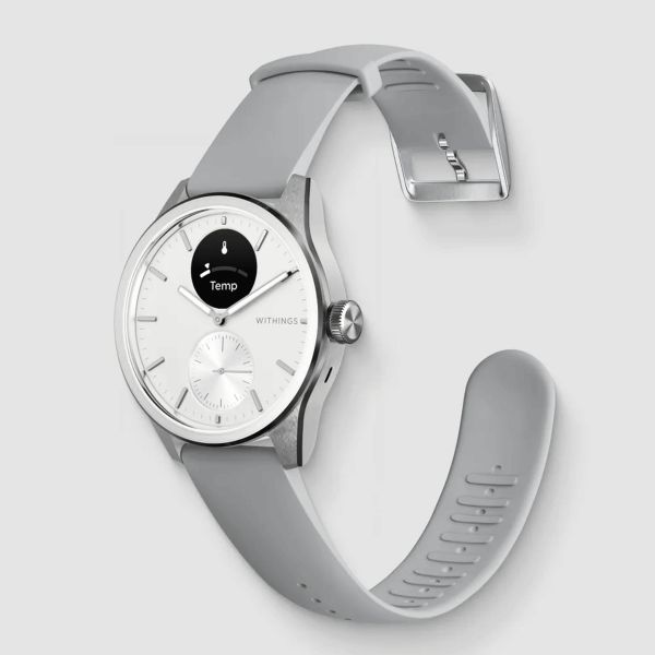 Withings ScanWatch 2 connected watch white dial white silicone strap 42 mm WSW 242 WHITE