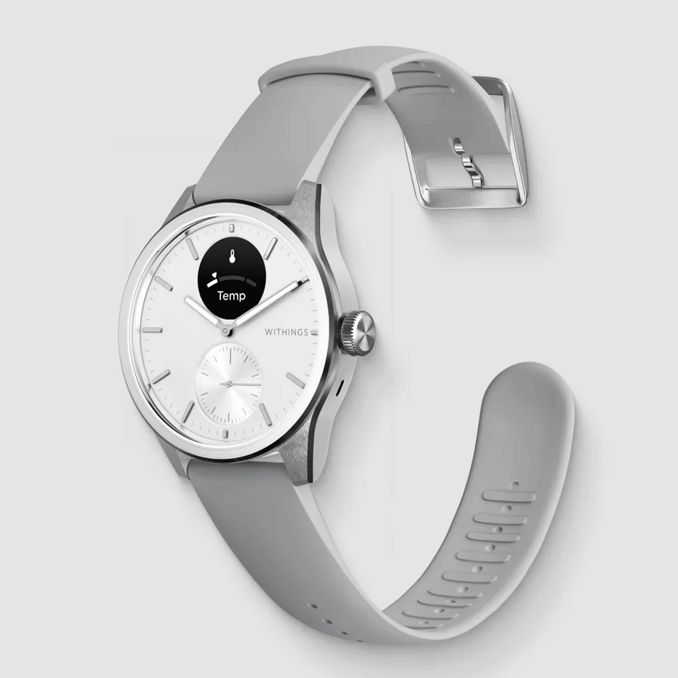 Withings ScanWatch 2 connected watch white dial white silicone strap 42 mm WSW 242 WHITE