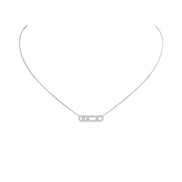 Collier Messika Baby Move Pavé en or blanc et diamants