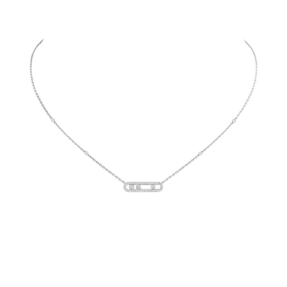 Collier Messika Baby Move Pavé en or blanc et diamants
