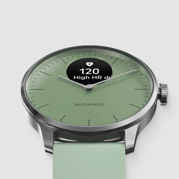 Withings ScanWatch Light connected watch green dial green silicone strap 37 mm WSW L GREEN