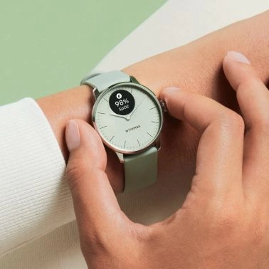 Withings ScanWatch Light connected watch green dial green silicone strap 37 mm WSW L GREEN