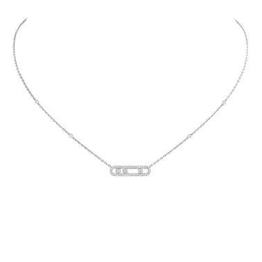 Collier Messika Baby Move Pavé en or blanc et diamants