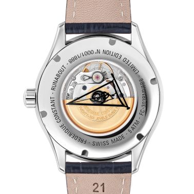 Frédérique Constant Runabout Automatic electric blue dial leather strap 42 mm