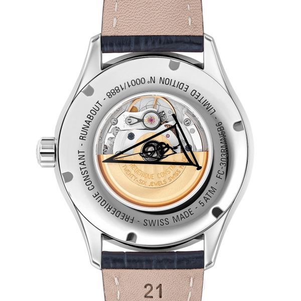 Frédérique Constant Runabout Automatic electric blue dial leather strap 42 mm