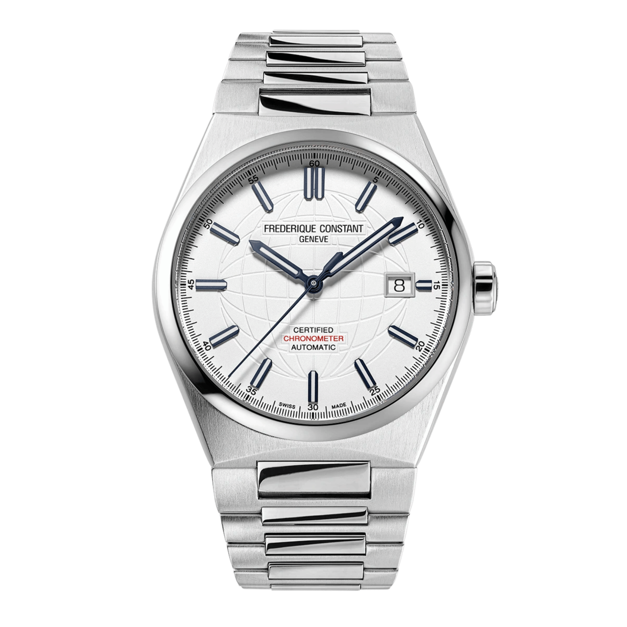 Frédérique Constant Highlife automatic COSC white dial steel bracelet 39 mm