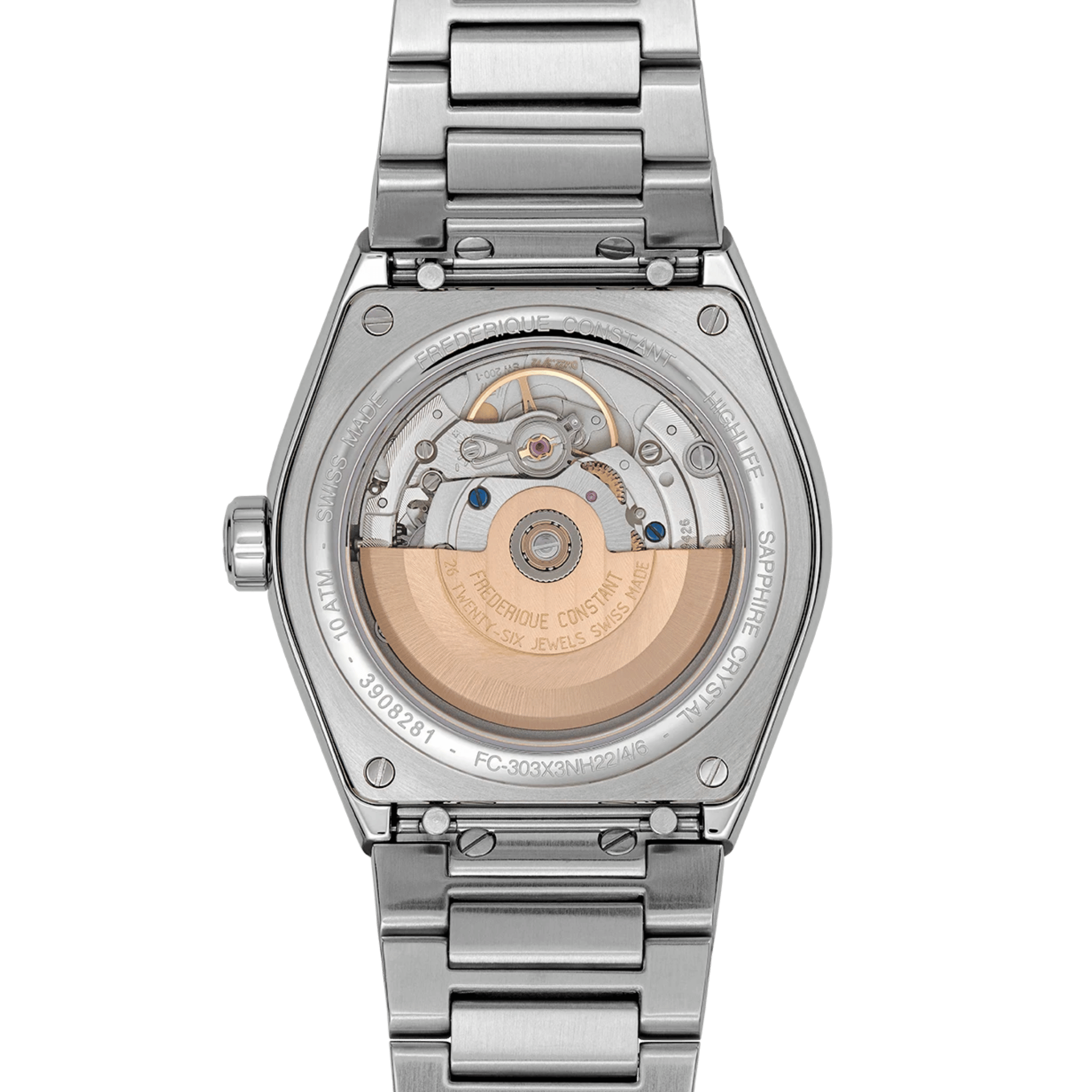 Frédérique Constant Highlife automatic COSC white dial steel bracelet 39 mm