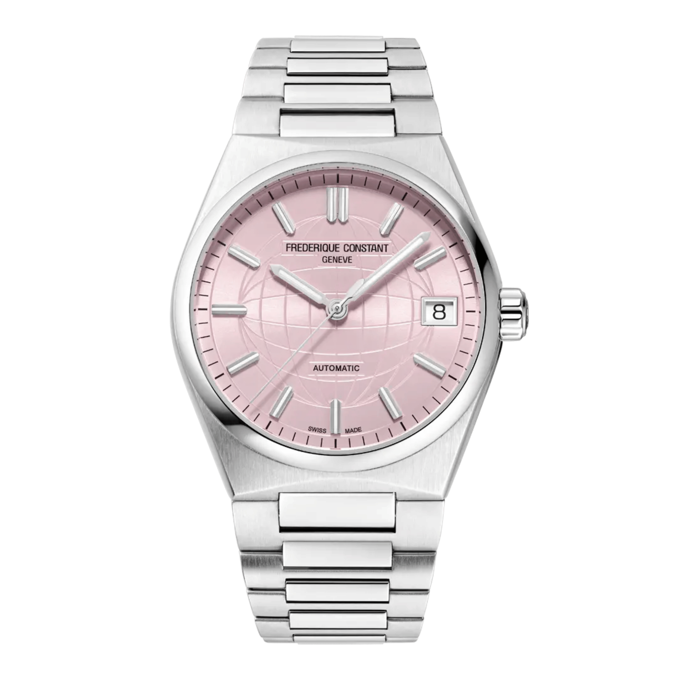 Frédérique Constant Highlife Ladies automatic pink dial steel bracelet 34 mm