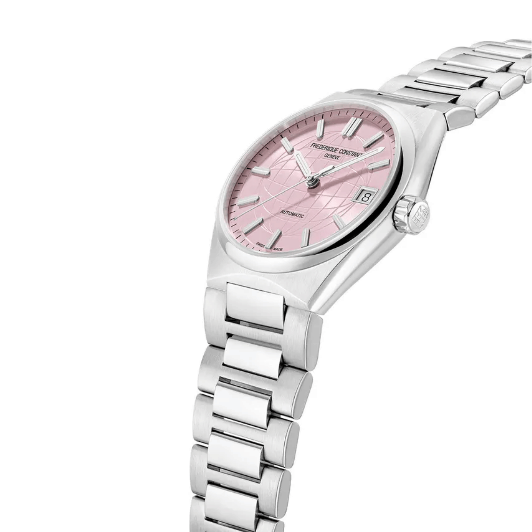 Montre Frédérique Constant Highlife Ladies automatique cadran rose bracelet acier 34 mm