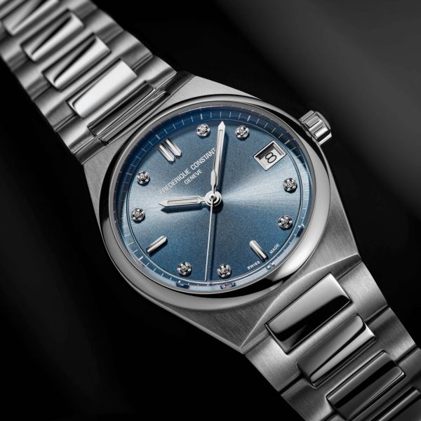 Frédérique Constant Highlife Ladies quartz light blue dial with diamonds steel bracelet 31 mm