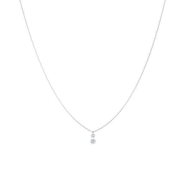 Collier La Brune et La Blonde 360° Duo en or blanc 2 diamants taille brillant 0,35 carat