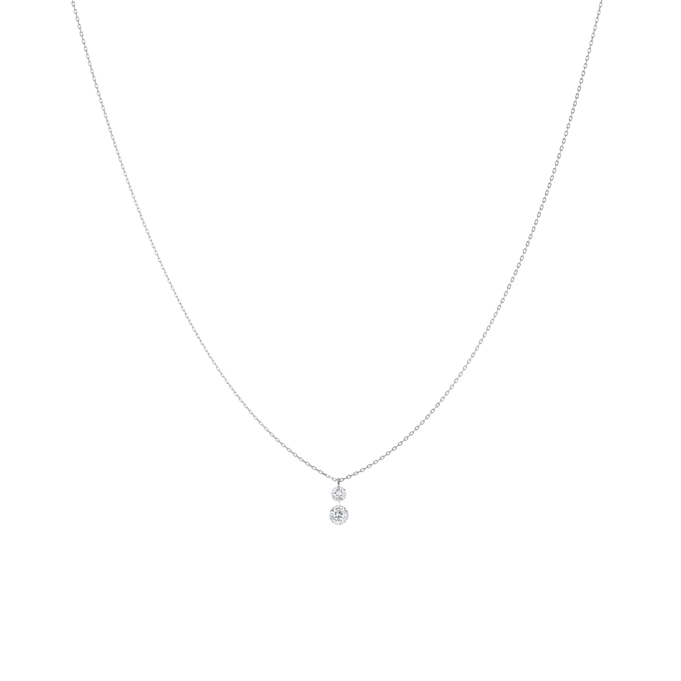 Collier La Brune et La Blonde 360° Duo en or blanc 2 diamants taille brillant 0,35 carat