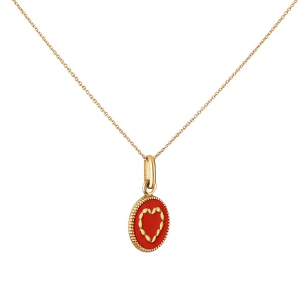 Médaille Arthus Bertrand Cœur Rouge en or jaune 10 mm