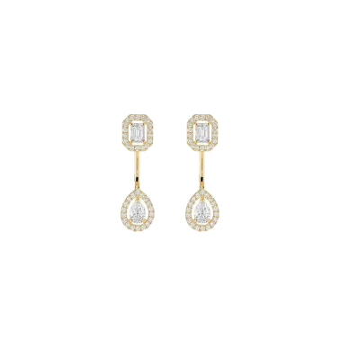 Boucles d'oreilles Messika My Twin Toi & Moi petit modèle en or jaune et diamants