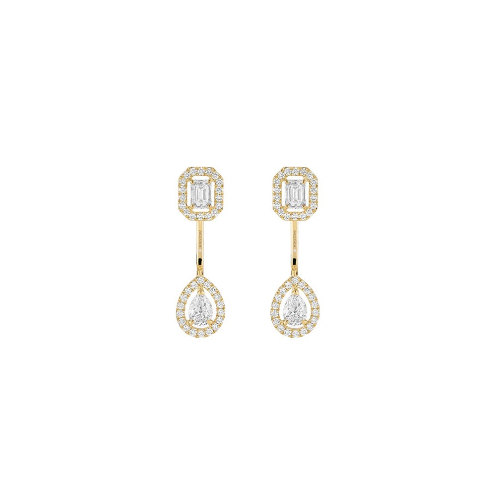 Boucles d'oreilles Messika My Twin Toi & Moi petit modèle en or jaune et diamants