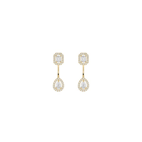 Boucles d'oreilles Messika My Twin Toi & Moi petit modèle en or jaune et diamants