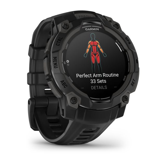 Garmin Instinct 3 AMOLED watch with black silicone strap Limited Edition 45 mm
