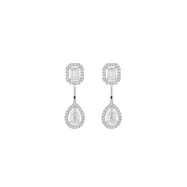 Boucles d'oreilles Messika My Twin Toi & Moi moyen modèle en or blanc et diamants
