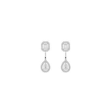 Boucles d'oreilles Messika My Twin Toi & Moi moyen modèle en or blanc et diamants
