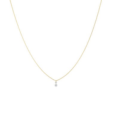 Collier La Brune et La Blonde 360° Duo en or jaune 2 diamants taille brillant 0,35 carat