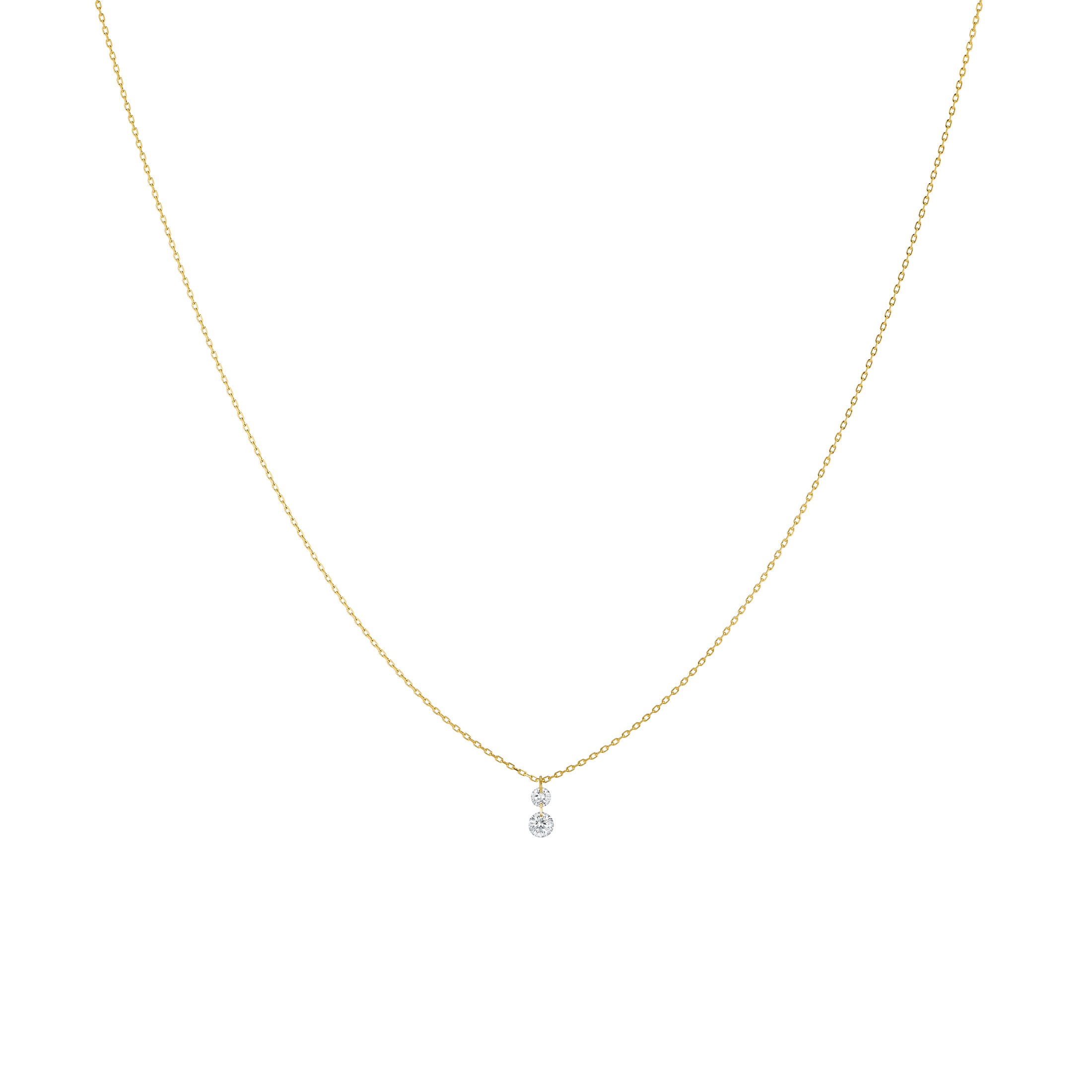 Collier La Brune et La Blonde 360° Duo en or jaune 2 diamants taille brillant 0,35 carat
