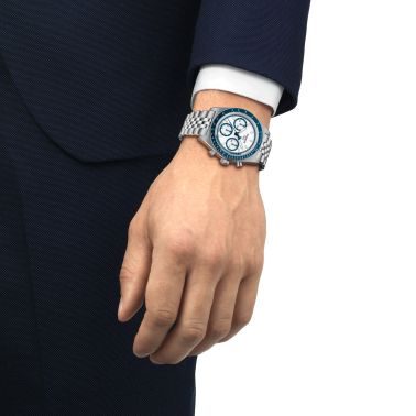 Montre Tissot T-Sport PR516 Chronographe automatique cadran banc bracelet acier 41 mm T149.462.11.011.00