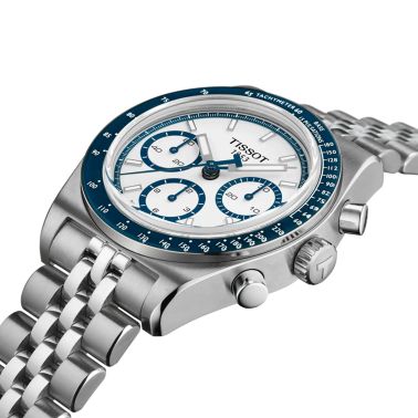 Tissot T-Sport PR516 automatic chronograph watch banc dial steel bracelet 41 mm T149.462.11.011.00
