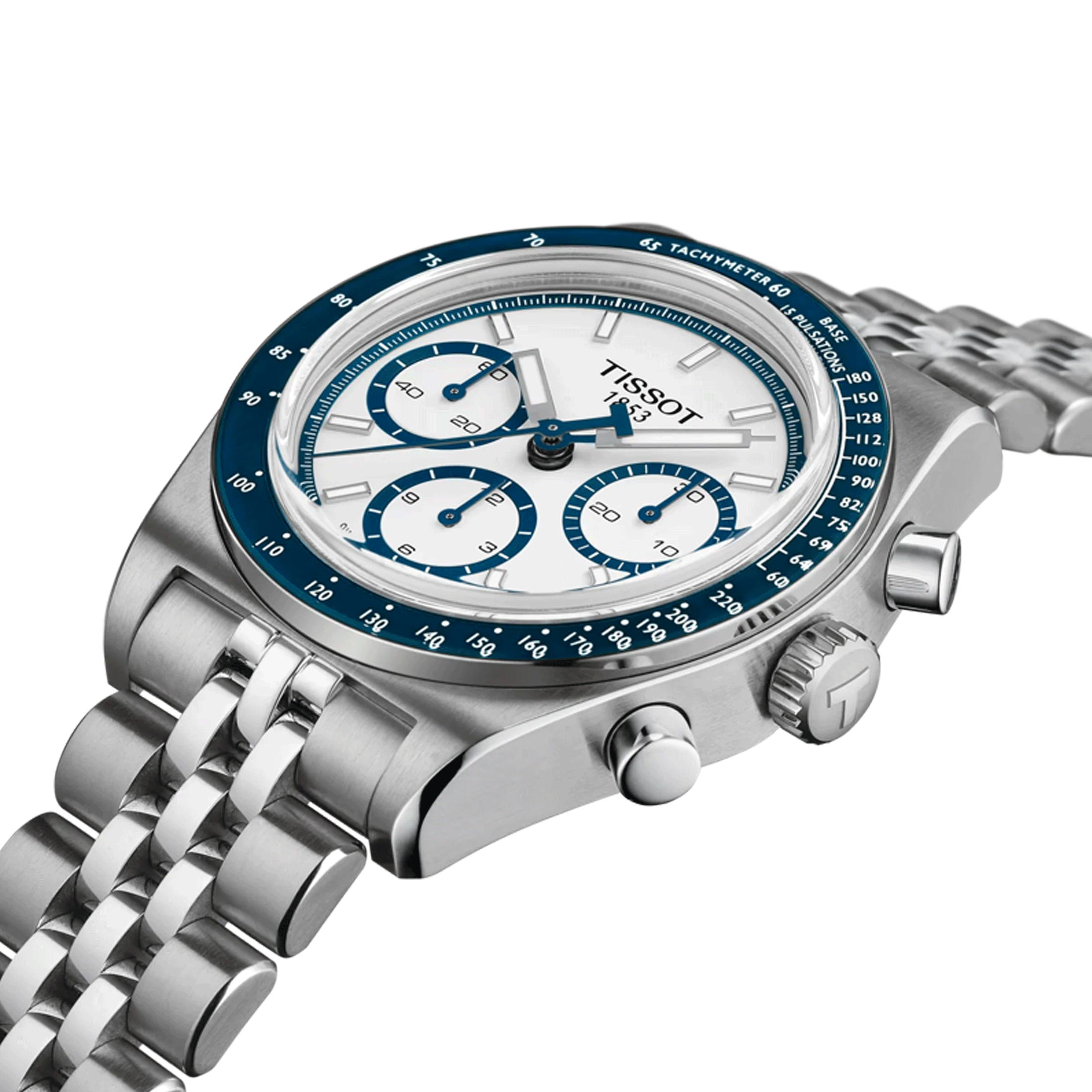 Tissot T-Sport PR516 automatic chronograph watch banc dial steel bracelet 41 mm T149.462.11.011.00