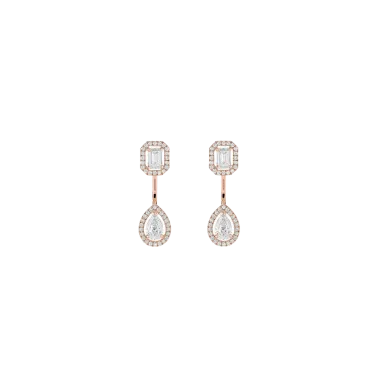 Boucles d'oreilles Messika My Twin Toi & Moi moyen modèle en or rose et diamants