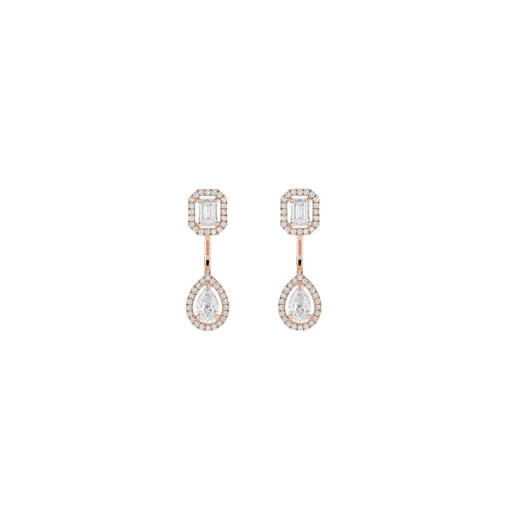 Boucles d'oreilles Messika My Twin Toi & Moi moyen modèle en or rose et diamants