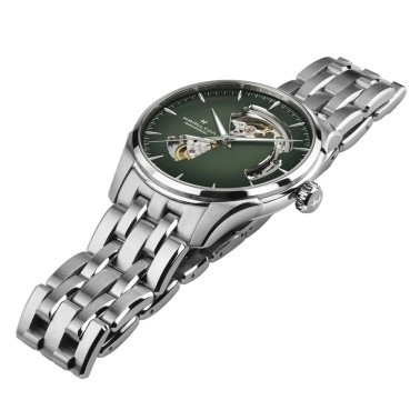 Montre Hamilton Jazzmaster Open Heart Auto cadran vert bracelet acier 40 mm